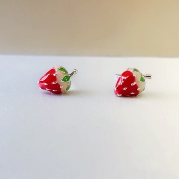 - - Sterling silver Strawberry Earrings - Picture 3 of 6